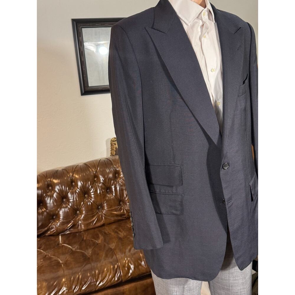 Tom Ford Navy Blue Cashmere Mohair peak Lapel Blazer Suit Jacket 56IT 44R US Men